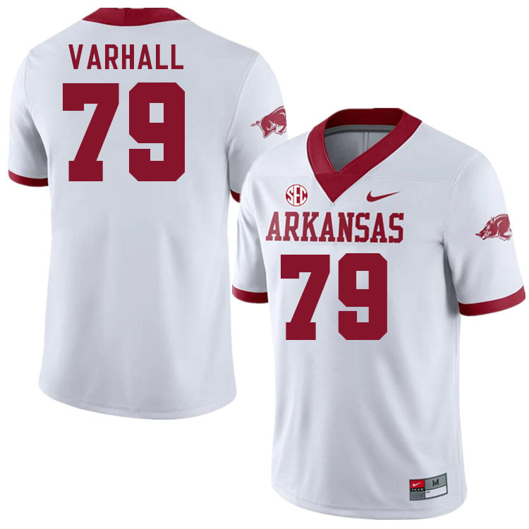 Men #79 Tommy Varhall Arkansas Razorback College Football Jerseys Stitched Sale-Alternate White